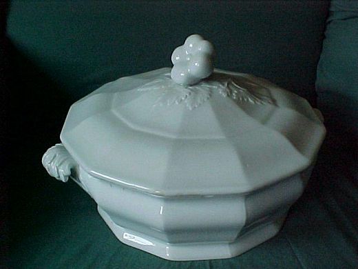 Wild Rose with Twig stew tureen with large open flower finial 11" diameter and 7" high 