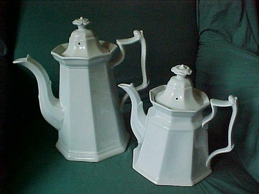 Full Paneled Gothic aka Pinchneck Shape tea and coffee pot 8" and 11" tall