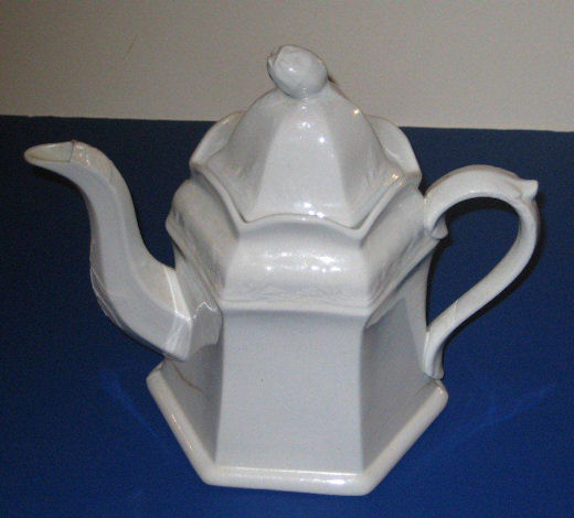 Twin Leaves Hexagon Shape Teapot James Edwards