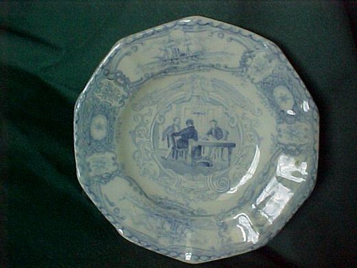 3¾" light blue Boston Mails toddy plate James and Thomas Edwards Sept. 1841 