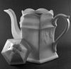 80816. Twin Leaves Hexagon - Teapot with flower finial lid detail