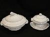 Alternate PanelsShape sauce tureen with Rose bud finial and vegetable tureen with  Sheaf of wheat finial James Edwards