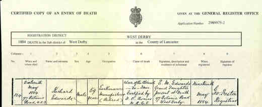 Richard Edwards Death Certificate
